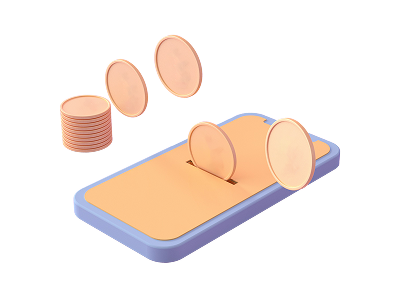 Phone and coins representing tax preparation