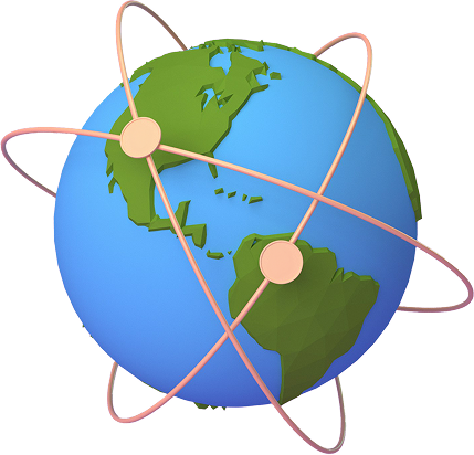 Illustration of the Earth with orbital paths